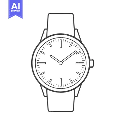 Aset premium populer: Minimalist Line Art: Classic Wristwatch Design on White Background