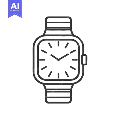 Aset premium populer: Minimalist Square Watch Icon with Metal Band, Timepiece Design