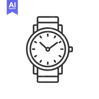 Aset premium populer: Minimalist Wristwatch Icon: Classic Design with Bold Outline on White