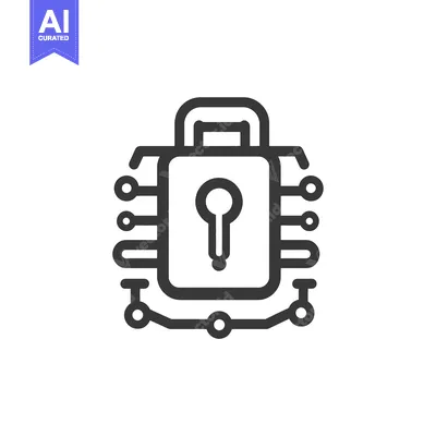 Aset premium populer: A padlock icon connected to a circuit board