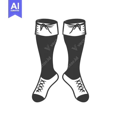 A Pair of Black and White Football Socks with Laces