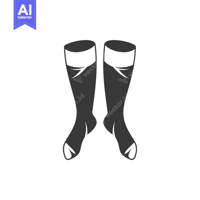 Aset desain premium: A pair of black and white socks with white cuffs