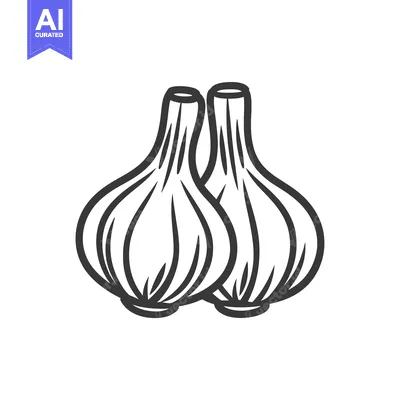 Aset premium populer: A Pair of Whole Garlic Bulbs in Line Drawing
