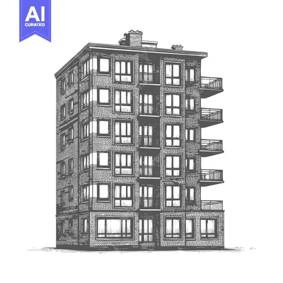 Aset premium populer: A Multi Story Brick Apartment Building Illustration