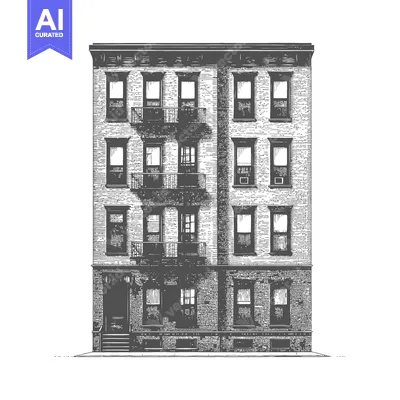 Premium design asset: A Detailed Illustration Of A Brick Apartment Building