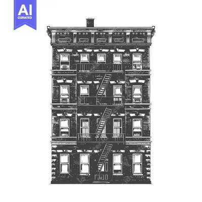 Popular premium asset: A Multi Story Brick Building With Fire Escapes