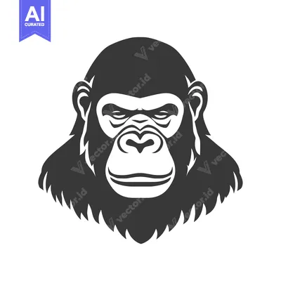 Popular premium asset: A monochrome illustration of a powerful gorilla head is shown