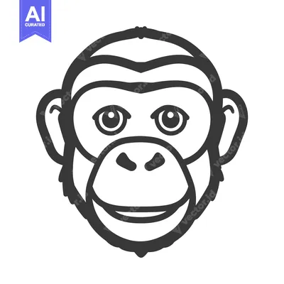 Aset desain premium: A Line Drawing Depicting The Face Of A Monkey