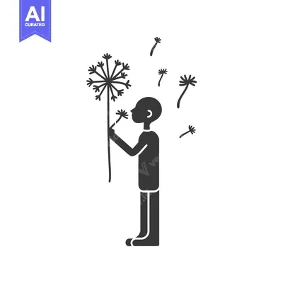 Aset premium populer: A person blowing on a dandelion with seeds scattering