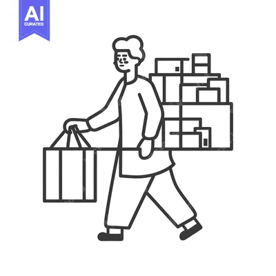 Aset premium populer: A person carrying multiple boxes and a shopping bag