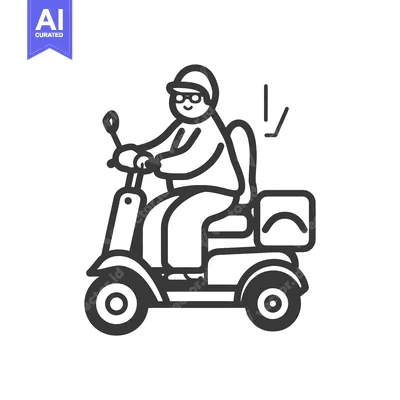 Aset premium populer: A Person Driving a Scooter with a Box Behind Them