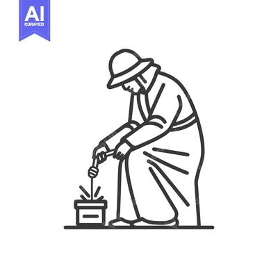 Aset premium populer: A Person in a Hat Lighting a Fire in a Pot