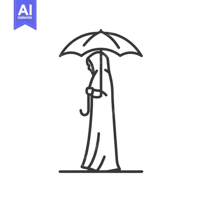 Aset desain premium: A Person in a Long Robe Holding an Umbrella