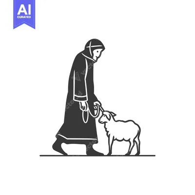 A Person in a Robe Walking a Sheep on a Leash