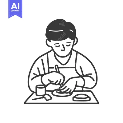 Aset premium populer: A Person Painting a Circular Object with a Brush