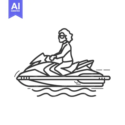 Aset desain premium: A person riding a jet ski on a wave