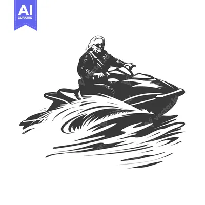Aset premium populer: A Person Riding a Jet Ski Over a Wave