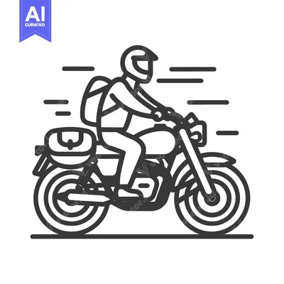 Aset desain premium: A Person Riding a Motorcycle with a Backpack and Luggage
