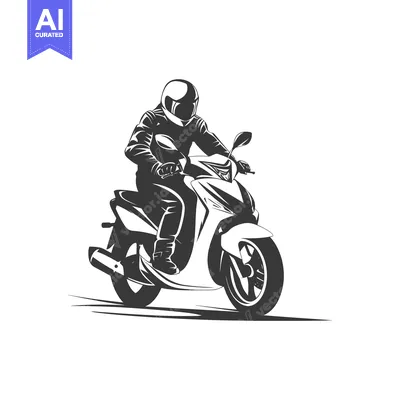 Premium design asset: A Person Riding a Scooter with Helmet on