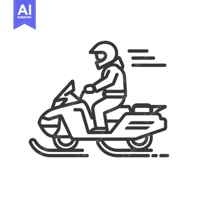 Aset desain premium: A Person Riding a Snowmobile at High Speed