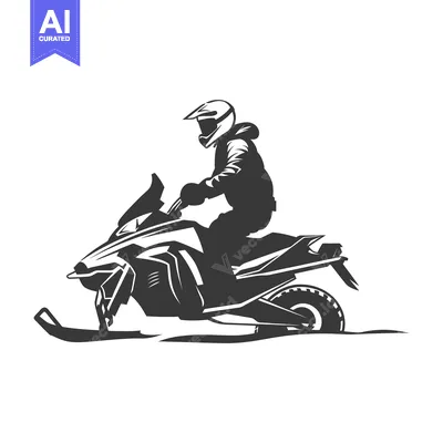 Aset premium populer: A person riding a snowmobile with a ski in the foreground