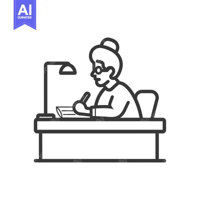 Popular premium asset: A Person Sitting at a Desk Writing with a Lamp Above