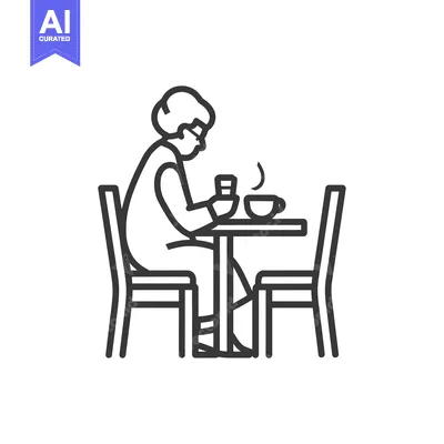 Aset desain premium: A Person Sitting at a Table with a Cup of Coffee and a Glass of Water