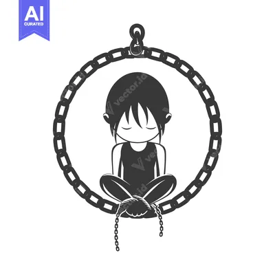 Aset premium populer: A Person Sitting Meditating Within a Circular Chain