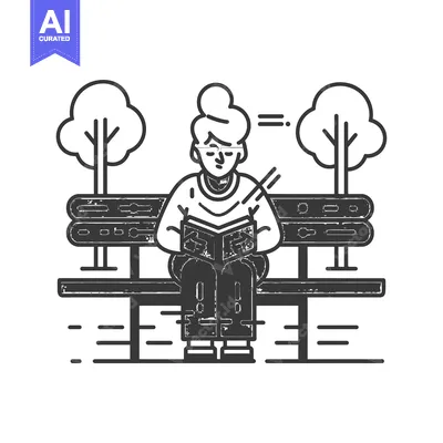 Aset premium populer: A Person Sitting on a Bench and Reading a Book in a Park