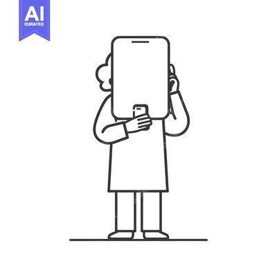 Aset premium populer: A person standing with a phone covering their face