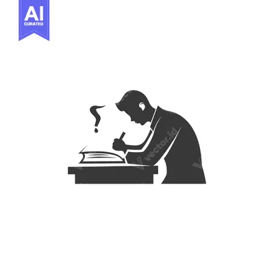 Popular premium asset: A Person Struggling to Find Answers in a Book
