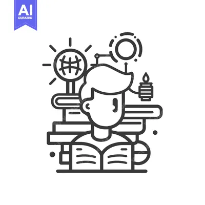Premium design asset: A Person Studying With Books, Globe, Sun, and Candle