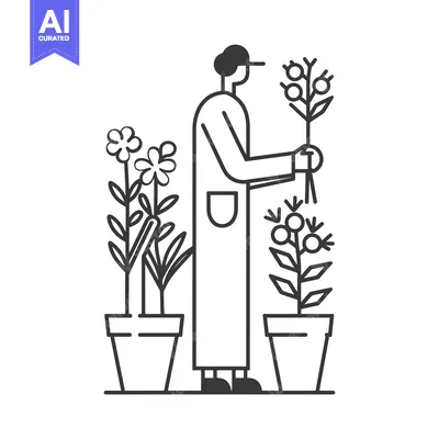 Aset premium populer: A Person Tending to Plants in Pots