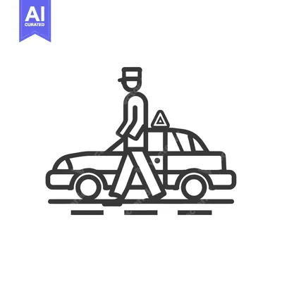 Popular premium asset: A Person Walking in Front of a Car with a Roof Light