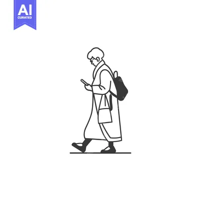 Premium design asset: A Person Walking While Looking at Their Phone