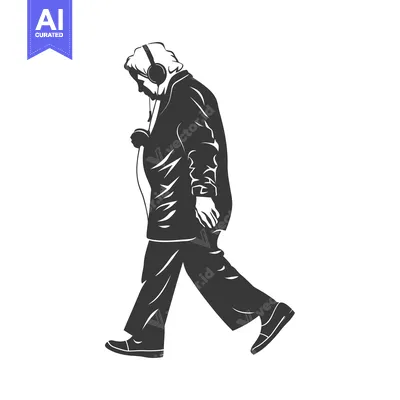 Aset premium populer: A Person Walking While Wearing Headphones