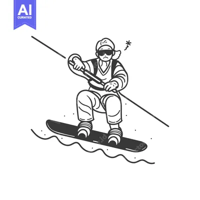 Aset desain premium: A Person Wearing Sunglasses Snowboarding Down a Slope