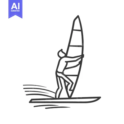Premium design asset: A Person Windsurfing on a Wave