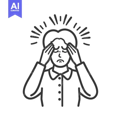 Premium design asset: A person with a heart-shaped head, holding their head in their hands,