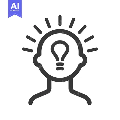 Aset desain premium: A Person With a Lightbulb Inside Their Head, Surrounded by Rays