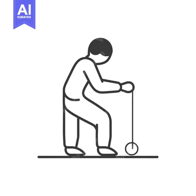 Aset premium populer: A Person with a Single Wheel Walker