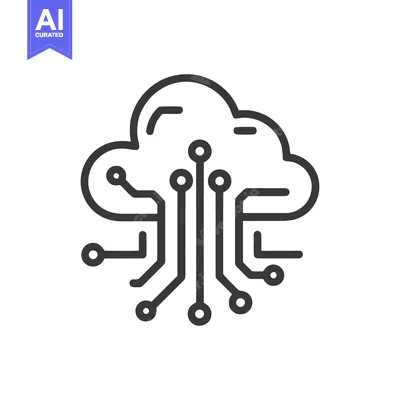 Aset desain premium: Cloud Computing Circuit: Minimalist Icon of Digital Network Technology
