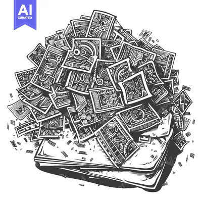 Popular premium asset: A Pile of Abstract Money-Like Shapes with a Large Piece at the Bottom
