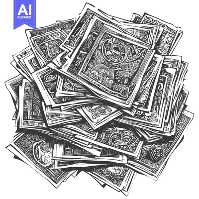 Aset premium populer: A Pile of Detailed Black and White Paper Currency