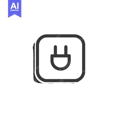 Aset desain premium: Minimalist Power Plug Icon in Black and White Square