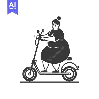 Premium design asset: A Plus-Size Woman Riding an Electric Scooter