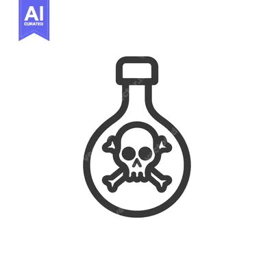 Aset desain premium: A Poison Bottle Icon Depicting a Skull and Crossbones