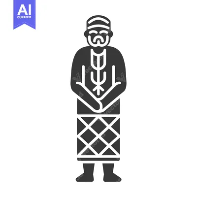 Aset desain premium: A Polynesian man wearing a traditional loincloth and hat