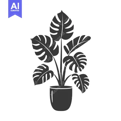 Aset desain premium: A potted plant with large, split leaves