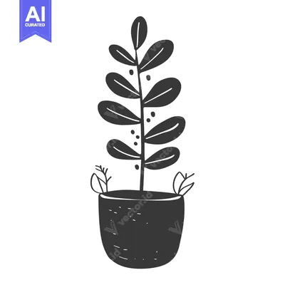 Premium design asset: A potted plant with leaves and berries
